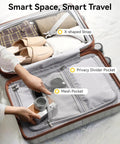 Open view of Your Go To 20 Inch Carry On Luggage Airline Approved Hard Shell Polycarbonate Case with organized interior compartments.