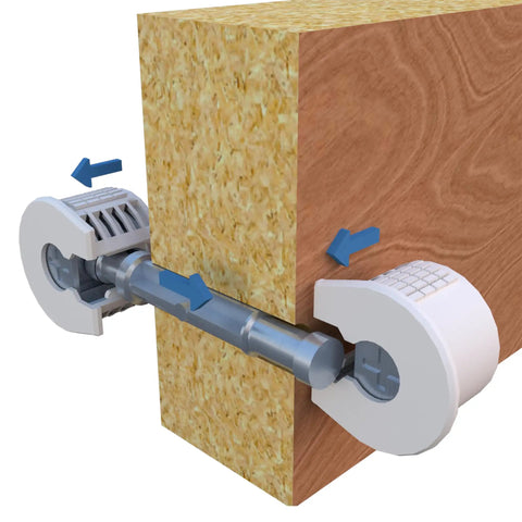 Zero Hassle Smooth Install Heavy Duty Zinc Plated Cam Lock Connectors And Double Ended Dowels For Seamlessly Joining Three Quarter Inch Panels This Two Thousand Five Hundred Pack Of Click Lock Hardware Is Built Tough showing installation process.