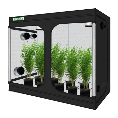 Heavy Duty 8x4 Grow Tent For Indoor Gardens, 96x48x78 Inch Hydroponic Indoor Grow Tent With Window, 600D Mylar Reflective Lining, Sturdy Steel Frame, Includes Kit Bag And Floor Tray with plants inside