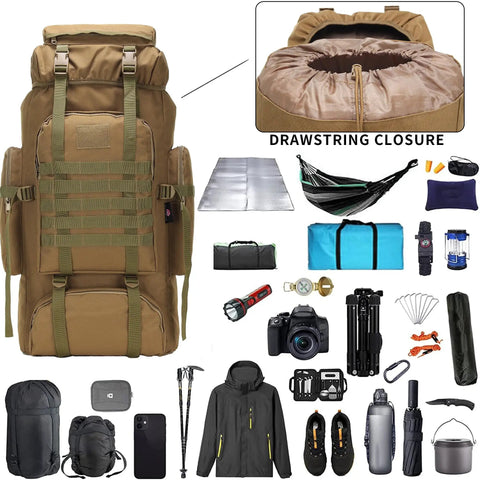 Beefy 70 Liter And 100 Liter Hiking Backpack For Men, Military Style Rucksack With Molle System, 3 Day Assault Pack For Camping And Climbing, Rugged