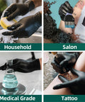 Vinyl Disposable Exam Gloves Black 4 Mil Powder Free Latex Free Medical Food Safe Cooking Cleaning Gloves 100 Pcs Small
