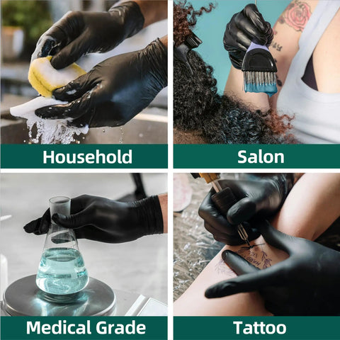 Vinyl Disposable Exam Gloves Black 4 Mil Powder Free Latex Free Medical Food Safe Cooking Cleaning Gloves 100 Pcs Small