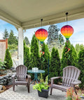 Two Pack Multicolor Hot Air Balloon Rainbow Wind Spinner Garden Decor For Outdoor Vibes, 59 Inches Tall By 12 Inches Wide
