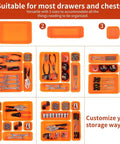 Orange Tool Box Organizer Tray Set With Dividers For Drawer Storage And Rolling Chests Includes Trays In Three Sizes