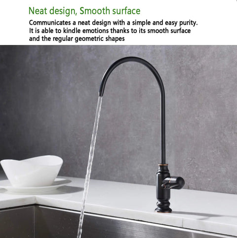 Oil Rubbed Bronze Water Drinking Faucet For Filtration Systems, sleek brass body on kitchen countertop