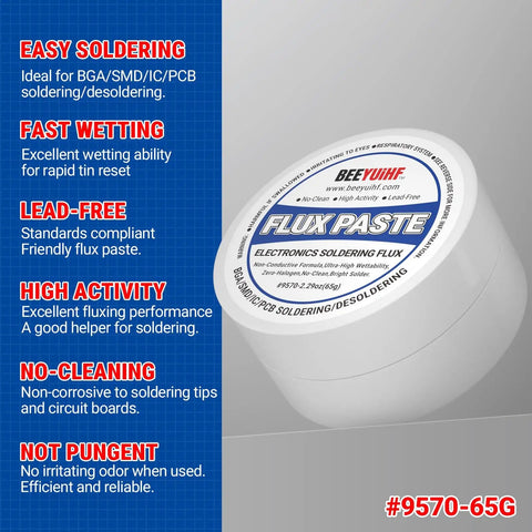 9570 Rosin Soldering Paste Flux No Clean For Electronics, Quick Bonding, 2.29oz jar, ideal for circuit boards and copper wires.