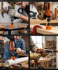 Bi-Metal Hole Saw Kit With One Arbor Fits All, 17-Piece Set From 3/4 to 2-1/2 Inch Hole Saws in use cutting wood and metal