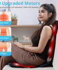 Woman using Ten Vibrating Motors Massage Seat Cushion With Heat, Back Massager For Chair, Heated Seat Cover for pain relief.