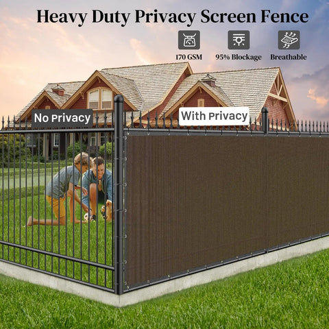 Privacy Fence Screen 6 Foot By 50 Foot Heavy Duty 170GSM HDPE Mesh Delivers 95 Percent Backyard Privacy With Reinforced Edges
