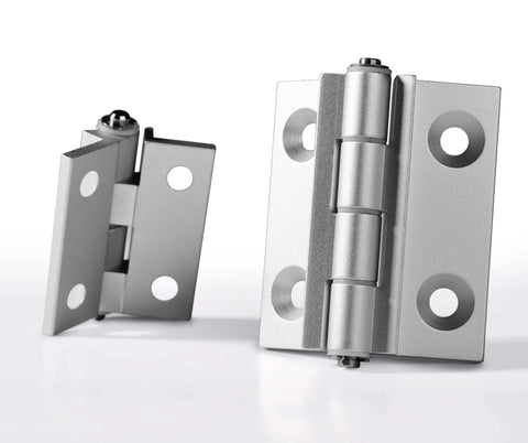 Torque Position Control Hinges Aluminum Alloy Bushing Hinge 120 Degree Detent, 2 Pack, anodized, 2.4 inch, front view.
