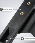 Detailed view of Arca-Swiss Quick Release Plate for P1000 and P1100 cameras, showing carbon fiber material and scratch-resistant finish.