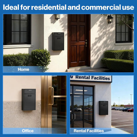 Heavy Duty Wall Mount Lock Box Deposit Safe With Code Lock For Businesses Vertical Tamper Proof Night Deposit And Cash Drop Box Steel Construction Perfect For Retail And Office Use Boss Grade Security