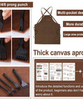 Thick canvas apron and prong punch set from Ultimate Leather Working Starter Kit 628 Pcs for beginners.