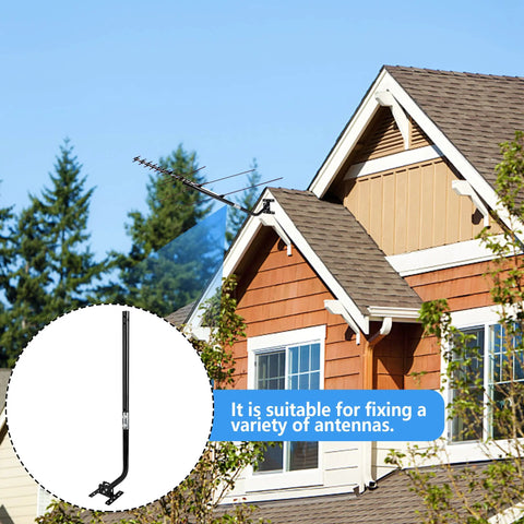 Adjustable 32.8 Inch Universal TV Antenna Mount Mast Pole on roof, supporting outdoor antenna, weatherproof steel J mount pole.