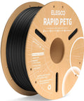 Front view of ELEGOO Rapid PETG filament, 1.75 mm, black, 1 kg on cardboard spool for FDM 3D printers.