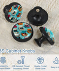 Black Cabinet Pull Handles Set with Record Player Pattern Knobs on textured fabric, modern easy install hardware.
