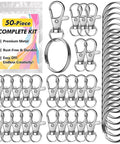 50 Piece Keychain Making Kit With Lobster Claw Clasps And Key Rings For DIY Keychains Jewelry And Lanyards set display