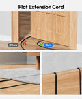 Comparison of flat vs. bulky cords under door using Dope Ten Foot Extension Cord Power Strip With USB Ports Flat Plug Wall Mount.