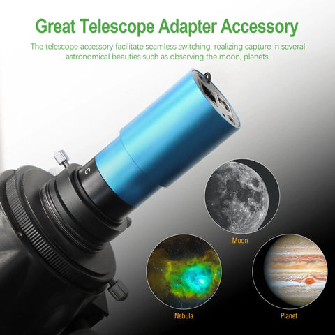 C Mount To 1.25 Inch Barrel Adapter For Cams And Telescopes Perfect For Astrophotography And Quick Setup shown with celestial objects