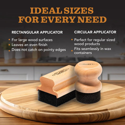 Food Grade Mineral Oil And Wax Applicator For Round Wood Cutting Boards, Butcher Blocks, Bamboo And Utensils With Handy Ergonomic Grip