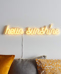Lit Hello Sunshine Neon Yellow LED Sign Wall Light With 24 Inch Neon Flex Featuring 229 Yellow LEDs