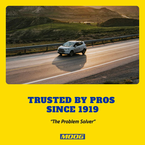 SUV driving on a scenic mountain road at sunset with 'Trusted by Pros Since 1919' and 'The Problem Solver' text overlay