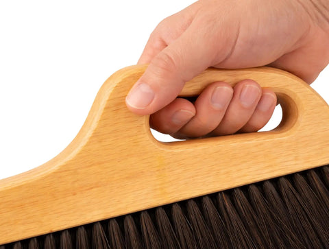 Hand Finish Concrete Brush 12 Inch Horsehair Bristles 3 Inch Trim Angled Handle For Smooth Precise Concrete Finishing On Steps And Tight Areas Ideal For Detailed Work Pro Grade Tool