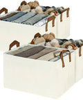 Collapsible Closet Storage Baskets With Metal Frame For Upright Shelves, Large Linen Look Fabric Organizer Bins For Clothes, 4 Pack filled with clothes and toys