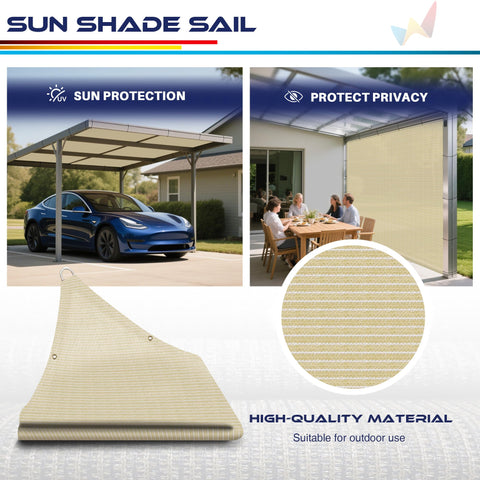 Beige 9x31 Sun Shade Sail With Grommets And D Rings For Pergola And Backyard Patio UV Blocking Breathable HDPE Fabric