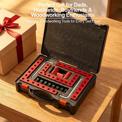 8 Pack Shop Tough Corner Clamps For Woodworking Hold Snug Snap Square Joints With Dead On 90 Degree Right Angle Alignment in tool case.