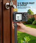 Water Timer For Garden Hose With Brass Inlet And One Outlet Sprinkler Timer Auto Manual Rain Delay Mode Large LCD Display attached