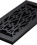 Old-School Victorian Style Floor Register 6x10 Inches Cast Iron Black With Scroll Design, Drop-In Or Flush Mount