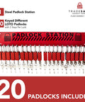 Built Tough Lockout Tagout Locks Station For 20 LOTO Padlocks Worksite Ready Safety Padlock Rack With Two Keys Per Lock