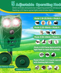 Solar Powered Ultrasonic Animal Repellent With Motion Sensor And LED Flashing Lights For Outdoor Yards Waterproof Device To Repel Deer Coyotes Raccoons And Cats, 5 modes