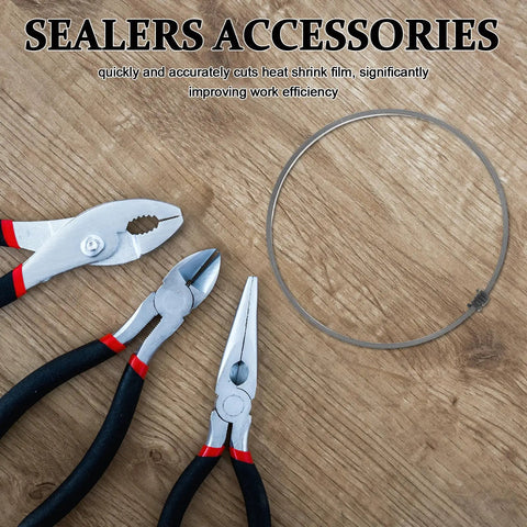 Premium Nickel Chromium Heating Element Replacement Strip For Heat Shrink Film Sealer with cutting pliers and metal ring.