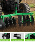 Tow Behind Disc Harrow Attachment For ATVs And UTVs With 12-Inch Steel Discs, 2-Inch Receiver Hitch, Adjustable Height Soil Tiller