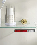 Gold Brushed Stainless Steel Glass Shelf For Bathroom 16x5 Inch Tempered Glass Shower Storage mounted with a wall bracket