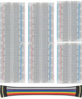 Solderless Breadboard Kit 2.54mm Compatible With Arduino Raspberry Pi ESP32, featuring two 830-point and two 400-point boards with jumpers.