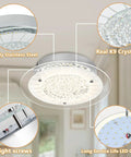 Crystal Ceiling Light Fixture Dimmable LED 11 Inch Flush Mount with K9 crystals and stainless steel design.