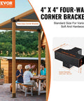 Four Way 4x4 Pergola Brackets Heavy Duty Tough As Nails Corner Brackets for Outdoor Gazebos with installation illustration.