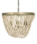Draped Wood Bead Chandelier With Gold Washed Metal Base And Brushed Finish Long 10 Foot Cord And 6 Foot Chain Hand Selected Natural Beads