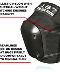 Slim Knee Pad Black Medium with Fusion Groove Channel and Memory Foam for a snug dope fit, showing ballistic nylon design.