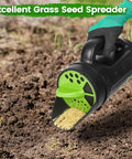 All Purpose Hand Spreader Shaker With Adjustable Opening Sizes And Flow Dial For Even Distribution Of Grass Seed Fertilizer Salt Ice Melt Up To 80 Oz Perfect For Lawn Care Gardening And Winter Driveway Maintenance in use