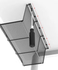 Two Pack 17 Inch Under Desk Cable Tray Mesh Metal Cord Organizer for Standing Desk and Office installed under desk