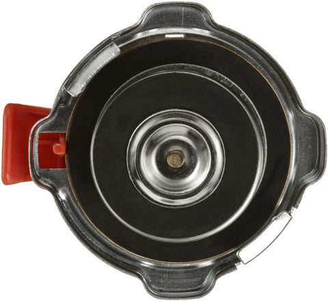 Top view of Safety Release Rad Cap With Lever For Precise Pressure Control, Rad Cap Compatible With Or Without Coolant Recovery Systems.