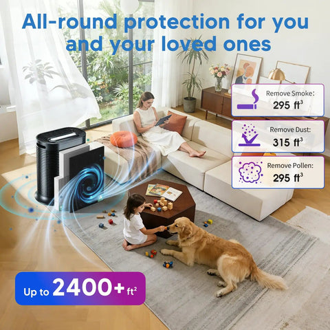 HPA300 Compatible Air Purifier Filter Replacement in living room showing air purification for large space