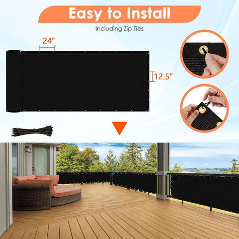 Privacy Fence Screen 4 By 50 Feet Heavy Duty Knitted Net With Reinforced Bindings Brass Grommets And Cable Ties Black Outdoor Garden Windscreen on balcony