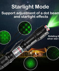 Green Light Flashlight Dope Rechargeable With Long Range Adjustable Focus Tactical Beam Starlight Mode Effect