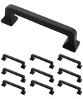 4 Inch Center To Center Square Cabinet Pull Black Solid Cast Iron 10 Pack With Rust Resistant Powder Coat One And One Quarter Inch Projection