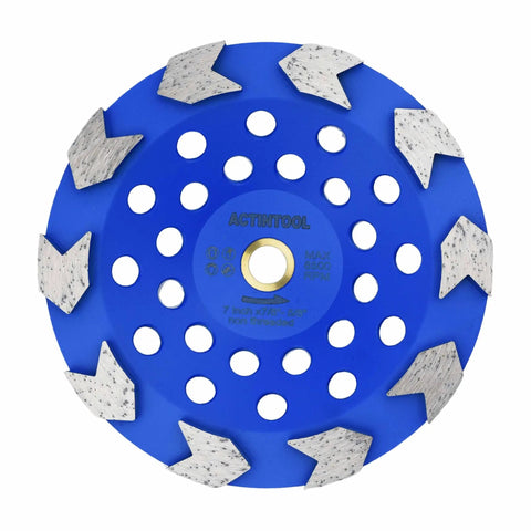 7 Inch Arrow Segment Cup Wheel For Concrete Grinding Non Threaded Arbor Built Tough For Real World Jobs Removing Epoxy Mastic Paint And Coatings